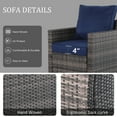 thumbnail image 4 of Decksplore 5 Piece Navy Blue All Weather Wicker Patio Furniture Set, Outdoor Sectional Sofa with High Back Chairs and Ottomans for Porch Garden Backyard, 4 of 9