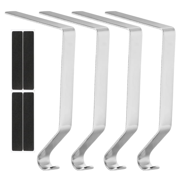 Unique Bargains Christmas Stocking Holders, 4pcs Stocking Holder Stand Metal Reusable Right Angle for Fireplace Decorations, Silver