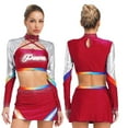 thumbnail image 6 of Aislor Women Cheerleading Crop Top with Skirt 2-Piece Cheer Leader Uniform Fancy Dress Burgundy XXL, 6 of 7