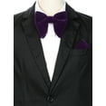 thumbnail image 4 of INSPIRE CHIC Corbata de moño de terciopelo para hombre con bolsillo preatado de color sólido y ajustable en púrpura oscuro, talla única, 4 of 4