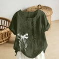 thumbnail image 5 of Xuyuer Women's Casual Linen Round Neck Printed Short Sleeve Button Blouse, Breathable Summer Top for Vacation Wear, Market Days and Relaxed Boho Style, 5 of 5