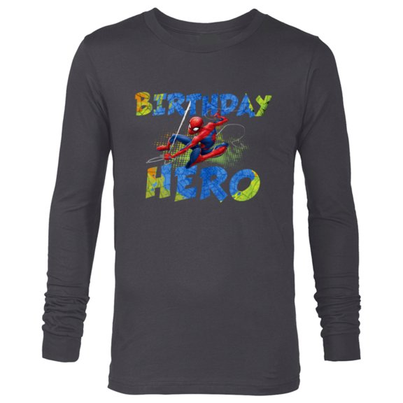 Marvel Super Heroes Spider-Man Birthday Hero - Long Sleeve T-Shirt for Men - Customized-Charcoal Heather