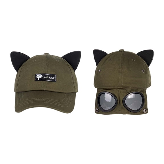 Bibifish Unisex Men Women Cat Ear Baseball Cap With Sunglasses Cotton Novelty Sun Protection Cap Adjustable Strap Casual Outdoor & Leisure Cap
