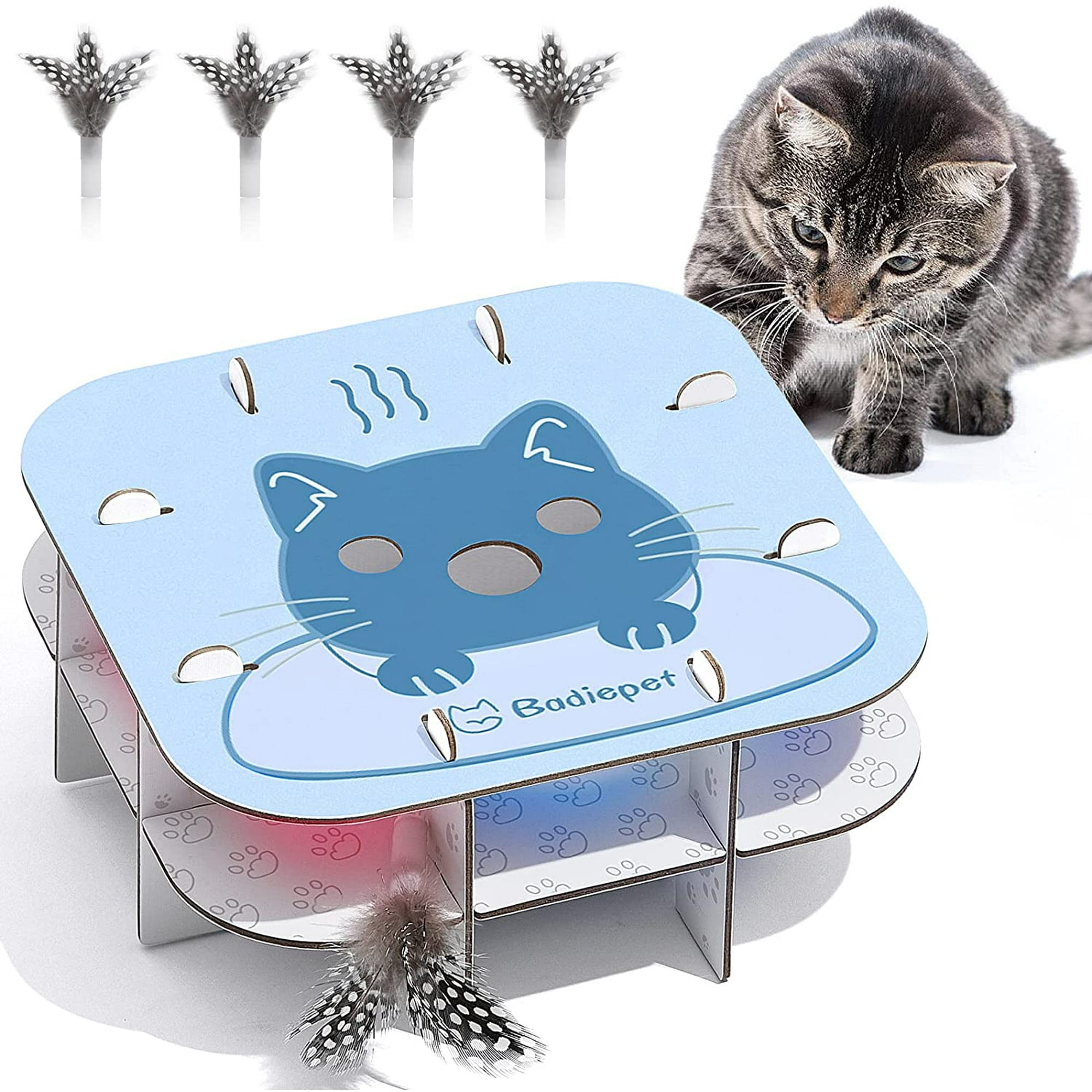 Interactive Cat Toys for Indoor Cats Badiepet Automatic Toy Electronic Toys Kitten Feather USB Rechargeable 3 Minutes Timer Standby 5 PCS