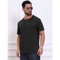 thumbnail image 4 of DARING DIVA Men's Henley Short Sleeve Button Down Jacquard Knitted T-Shirt M Black, 4 of 7