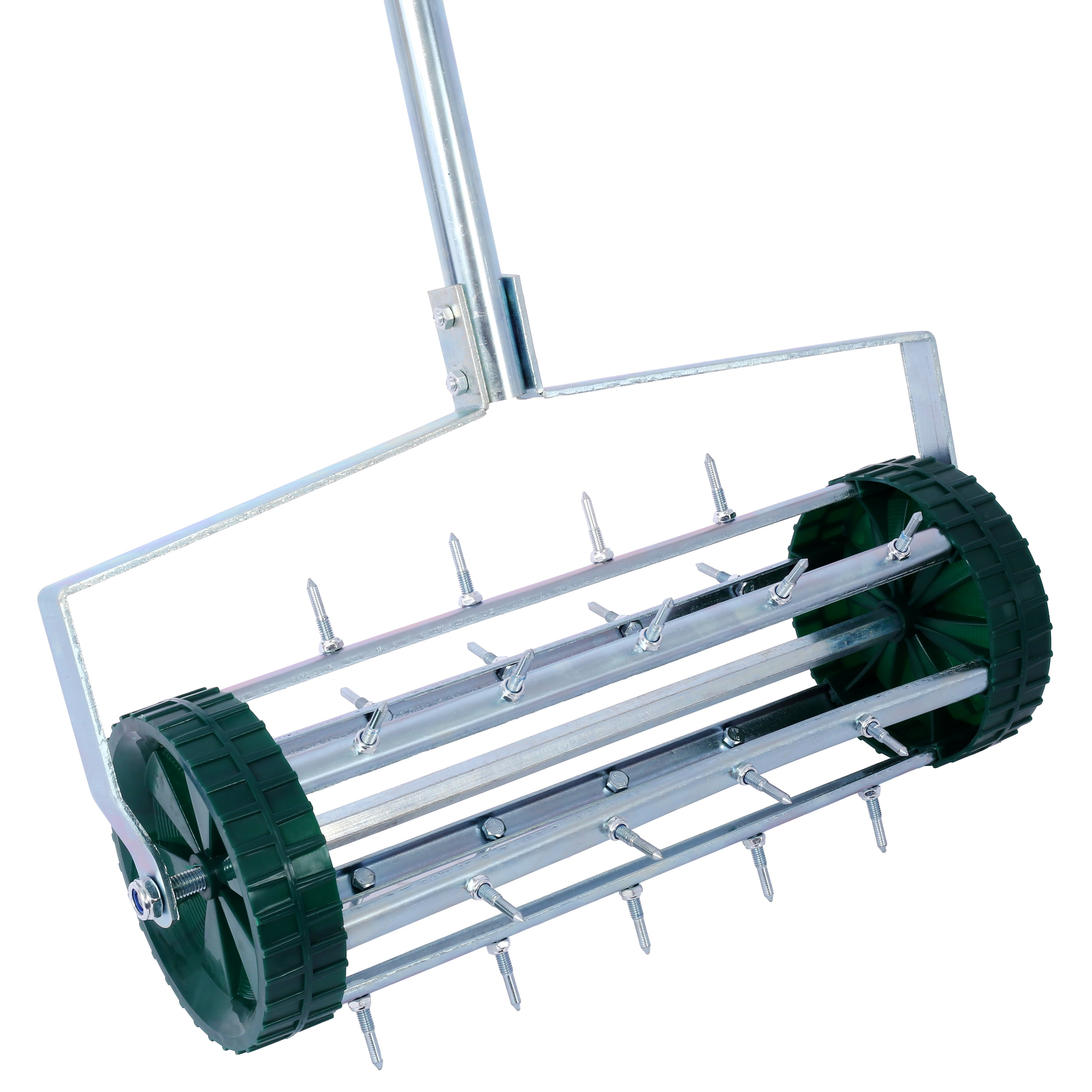 Fehomix Rolling Lawn Aerator, Heavy Duty Push Spike Aerator with 57" Steel Handle & 18" Drum, Manual Lawn Aeration Tool for Soil Compaction, Garden and Yard Care
