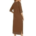 thumbnail image 3 of POIUYTR Women's Sleepwear Zipper 3/4 Sleeve Long Nightgown Lounge Dress Lightweight Soft Nightshirt Housecoat Robe with Pockets, 3 of 5