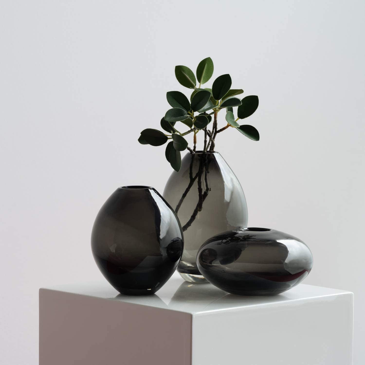 Midnight Purple Torre & Tagus Mini Lustre Bud Vase Set for Home Office Tabletop Centerpiece