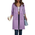 thumbnail image 2 of idosla Long Hoodies for Women Zip Up Double Zipper Fleece Jacket Tunic Sweatshirts Fall Winter Fashion Clothes (Purple, XL), 2 of 7