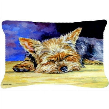 Yorkie Taking A Nap Fabric Decorative Pillow