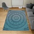 thumbnail image 2 of Mandala Turkish Area Rug, Abstract Floral Design with Themes Native South East Folkloric Illustration, Soft Carpet for Living Room Decor with Distressed Look, 4' X 5.7', Night Blue, by Ambesonne, 2 of 4