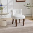 thumbnail image 7 of Velvet Vanity Stool Makeup Chair With Back, Upholstered Tufted Accent Seat With Solid Wood Legs For Bedroom Dressing Room Living Room, Mid Century Style, White, 1 Pack, 7 of 7