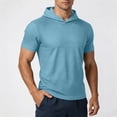 thumbnail image 2 of BVnarty Men's Short Sleeve Hooded Mesh T-Shirt Moisture Wicking Summer Outdoor Training Running Hiking Regular Fit Top Sky Blue XXXL, 2 of 9