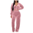 thumbnail image 2 of UPPADA Birthday Outfit Women,Women Sweatsuits Set Velvet 2 Piece Tracksuit Outfits Long Sweatshirts and Velour Jogging Long Sleeve Sweat Hoodie and Sweatpants Set Pink,S, 2 of 7