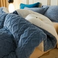 thumbnail image 2 of WOOW DEPOT Sherpa Reversible Queen Comforter, 1 PCS Heavy 7.5lbs Warm Cozy, Taffeta Quilted & Sheared Craft 3D Jacquard Blanket Machine Washable, Blue, 2 of 9