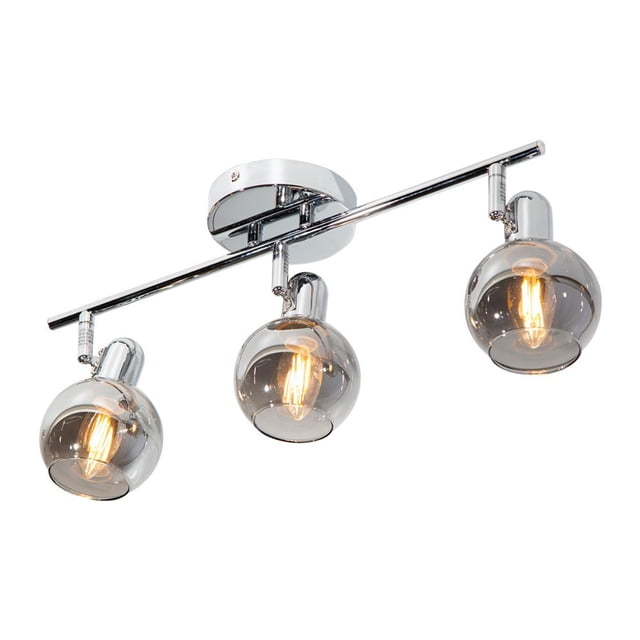 Lámpara de techo riel decorativo, acabado cromo, 3 luces E14 40W