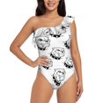 thumbnail image 2 of Yiaed Cool Dog Print Women One Piece Swimsuits Tummy Control One Shoulder Bathing Suits Pattern Ruffle Swimwear-Medium, 2 of 8