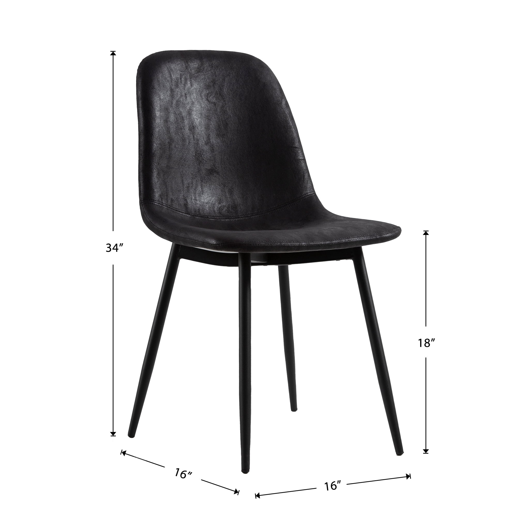 PU Dining Chairs Modern Chair Set of 4 for Home,Black