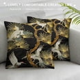 thumbnail image 3 of Nawypu  Throw Pillow Covers Asian Dancing Oriental Cranes Japanese Writing Vintage Geometric Pattern Black Gold White Decorative Pillow Cases Home Decor Square Pillowcases, 3 of 5