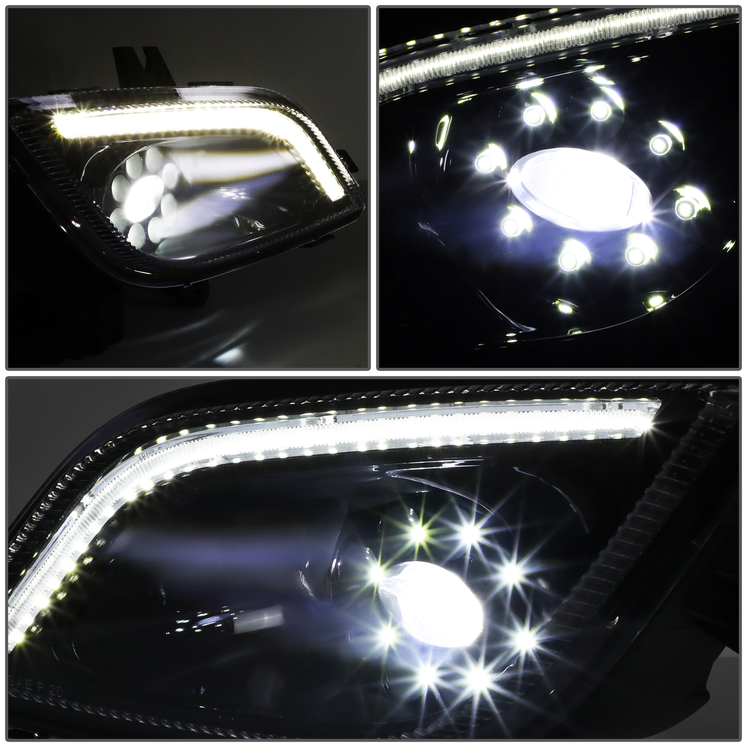 DNA Motoring For 18-24 Freightliner Cascadia Full LED DRL Projector Fog Light Lamps Pair Black