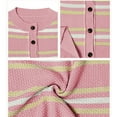 thumbnail image 5 of Striped Crop Cardigans for Women Long Sleeve Crew Neck Cropped Sweater Button Front Oversized Fashion Knit Jacket Pink, L, 5 of 6
