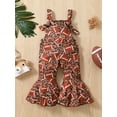 thumbnail image 2 of Bagilaanoe Toddler Baby Girl Jumpsuit Sleeveless Football Print Romper Overalls 6M 12M 18M 24M 3T 4T Kids Long Flared Pants Casual Outfits, 2 of 9