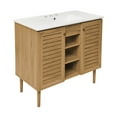 thumbnail image 4 of Bron 36 in. Brown Oak Bathroom Vanity With White, 3-Hole Ceramic Sink Top, 4 of 8
