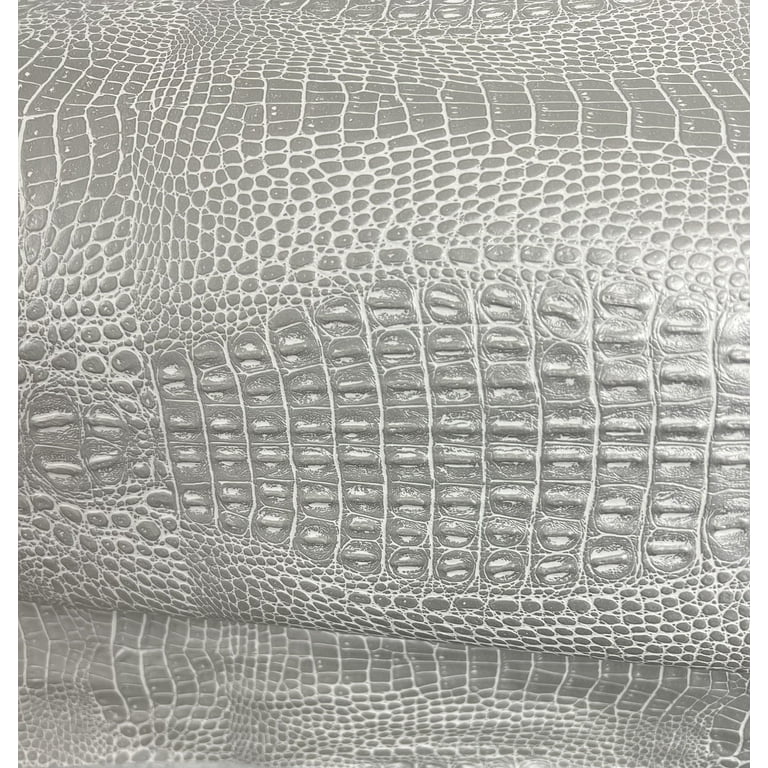 Black Big Nile Crocodile Skin Leather Vinyl Fabric - IceFabrics