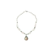 Mogul Gift Rose Quartz Artisan Statement Pendent Necklace- Twisted Beads Stones Jewelry