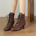 thumbnail image 3 of Mepaouo Women Vintage Victorian Lace up Boots Kitten Heel Walking Ankle Short Booties(Brown,7.5), 3 of 9