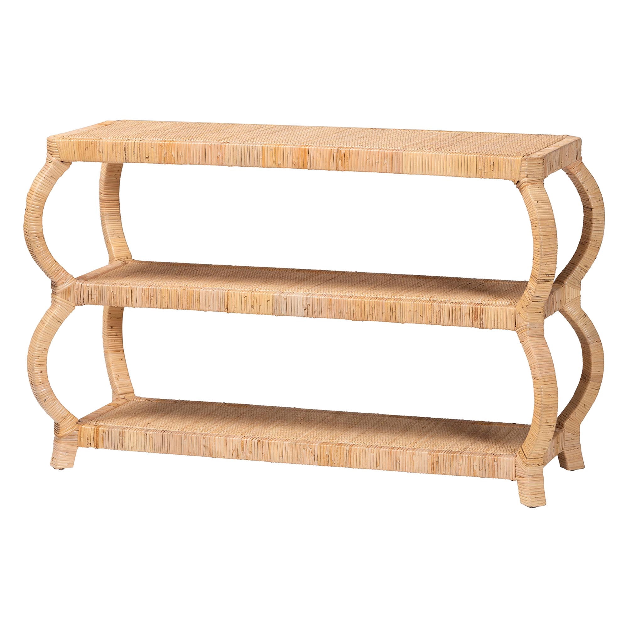 bali & pari Dalida Boho Console Table, 3-Tier, Natural