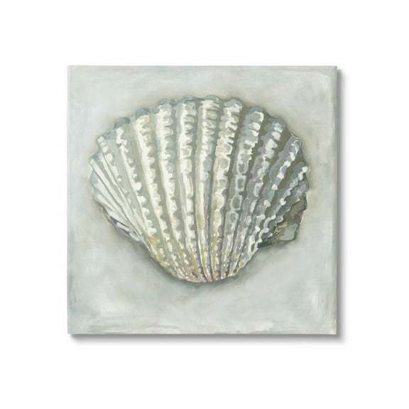 Stupell Industries Clam Shell Nautical Grey Painting Gallery Wrapped Canvas Print Wall Art, Design by Erica Christopher