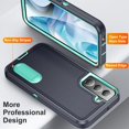 thumbnail image 5 of SaniMore for Samsung Galaxy S22 6.1" 2022 Hybird Case, Rugged PC Back Shockproof TPU Shell Metal Hidden Kicksatnd Drop Resistant Anti-slip Heavy Duty Protective Case for Samsung Galaxy S22, Navy/Mint, 5 of 8
