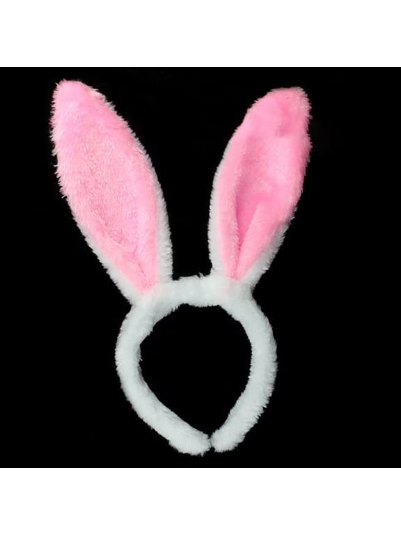 Easter Bunny Ears Headband, Furry Oversized Rabbit Ear Hairband for Women and Girls, Easter Festival Hair Accessories, Costume Party Headband for Adults and Kids - Pink
