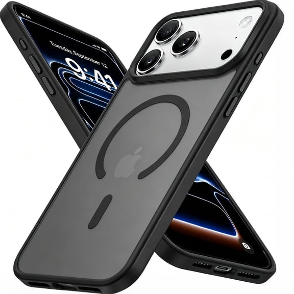 Atgdluk® Magnetic Shockproof Case for iPhone 18 Pro Max, Compatible with MagSafe, Matte Translucent Slim Phone Case with Camera Protection, Anti-Drop Protective Cover 6.9 Inch, Black