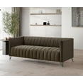thumbnail image 4 of Home Design Kurtis Square Arm Sofa with Tufted Velvet Upholstery and Gold Metal Legs, Flared Arms, Modern Living Room Seating, Brown, 4 of 6