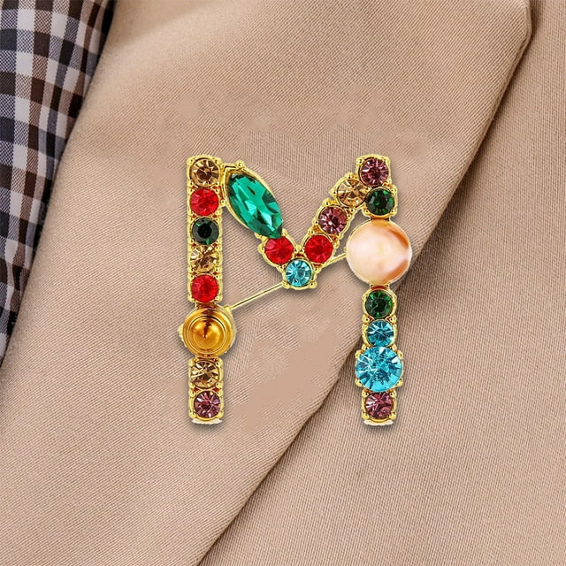 Qaailabf Broche Lettre Mignonne et Broche Turquoise Diamant Coloré