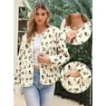 thumbnail image 2 of DARING DIVA Fleece Jacket Floral Print Long Sleeve Outwear S Beige, 2 of 6