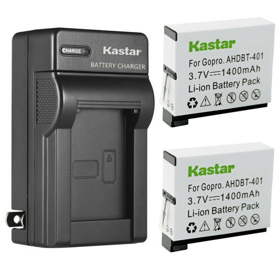 Kastar 2-Pack Battery and AC Wall Charger Replacement for Gopro AHDBT-401 Action Sport Camera, AHBBP-401 Action Sport Camera, HERO4 Black, Hero 4 HD Black, HERO4 Silver, Hero 4 HD Silver