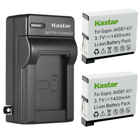 Kastar 2-Pack Battery and AC Wall Charger Replacement for Gopro4 Hero4  AHDBT-401  AHBBP-401 Battery  Gopro HD HERO4 Black & Silver  HD Hero 4 Black & Silver Action Sport Camera