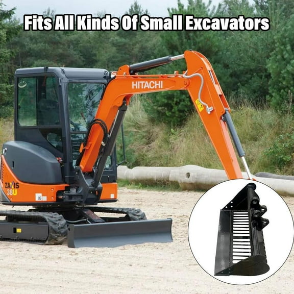 WAASOSCON 23.6x16.1x13.8in Riddle Bucket Excavator Attachments, 24 Inch Soil Sieving Bucket for Small Excavators