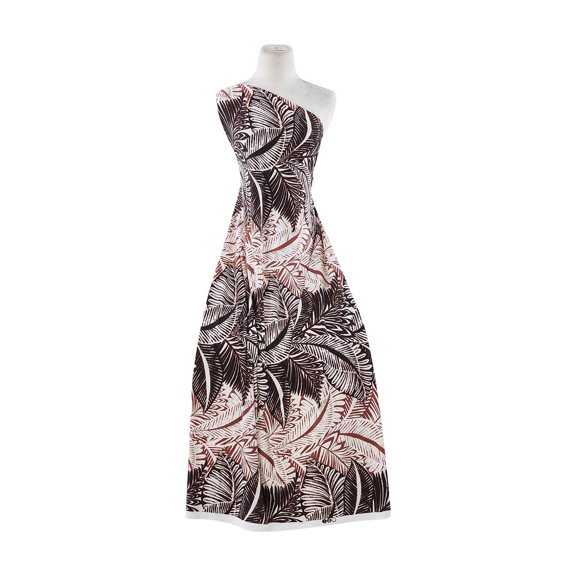 Zelouf Tropical Leave Stripe On Ity  , Sewing, DIY, Crafts Fabric by the Yard, 229 Brown/black, 3 Yard