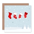 thumbnail image 1 of Christmas Stockings Snow Trees Greetings Card Plus Envelope Blank inside, 1 of 3