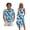 Blue Palm Tree Hibiscus Flower, variant on Lemon Leaves Print Matching Hawaiian Outfits for Couples, Womens Casual Summer Sleeveless Crewneck Midi Dress Sundress and Mens Hawaiian Shirts Button Down Plus Size, Size L