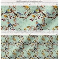 thumbnail image 2 of Soimoi Green Cotton Voile Fabric Tree & American Robin Watercolor Print Sewing Fabric BTY 58 Inch Wide, 2 of 7