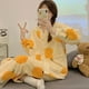 thumbnail image 4 of Pijamas de felpa de Coral para mujer, cárdigan con cuello en V, ropa de dormir, ropa de casa, regalos de Navidad, otoño, invierno, nuevo, 4 of 4