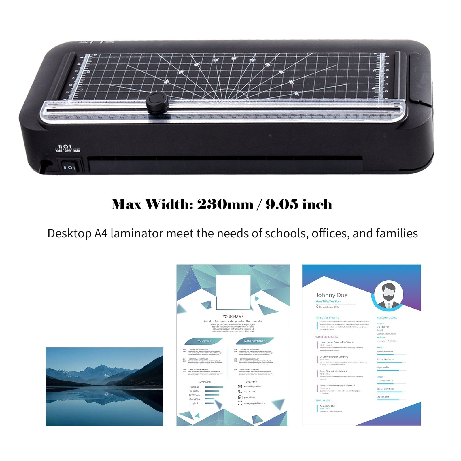 A4 Laminator Machine Thermal Laminator Desktop with Laminating Punching Paper Cutting Function Automatic Laminator Paper Trimmer ,Easy to Use