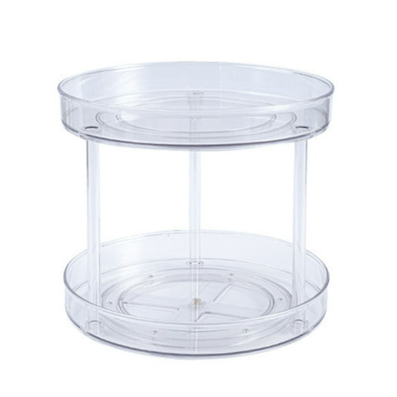 Plástico Spinning 2 Tier Lazy Turntable Bandeja de Almacenamiento Giratorio Organizador para Baño Vanidad Encimeras debajo del fregadero Armarios Vestidores Claro