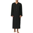 thumbnail image 2 of Unique Bargains Men's Nightshirt Cotton Sleep Shirt Side Split Long Nightgown 2XL Black, 2 of 5