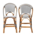 thumbnail image 2 of bali & pari Genica Black and White Weaving and Rattan 2-Piece Counter Stool Set, 2 of 6
